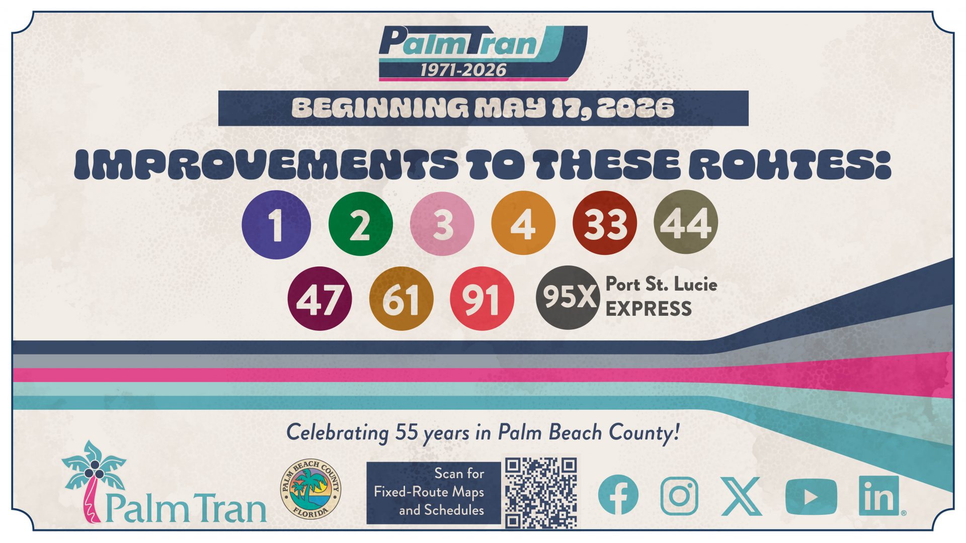 May 2026 Service Changes Flyer, with images of routes being affected.