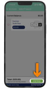 Image of smartphone with Paradise Pass app, showing screen where students can buy Student summer pass.