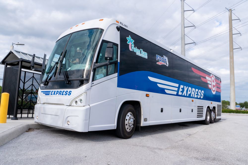 Port St. Lucie Express Bus parked.